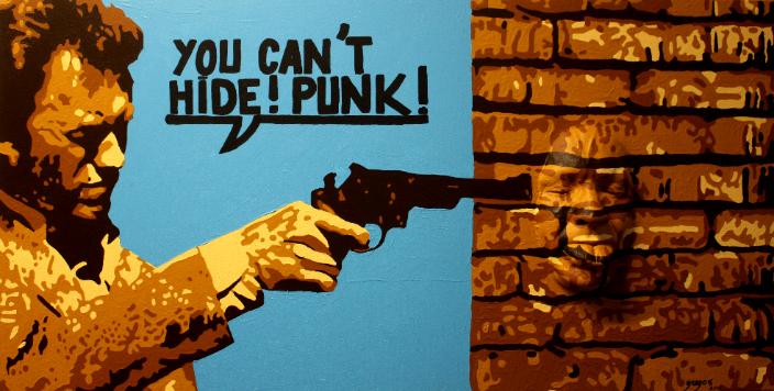 You can’t hide punk !  2012, plâtre polyester, acrylique sur toile, 100 x 50 cm