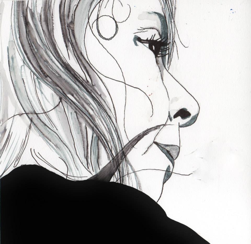 Solange, 2013,  gouache et feutre noir, 60 x 80 cm
